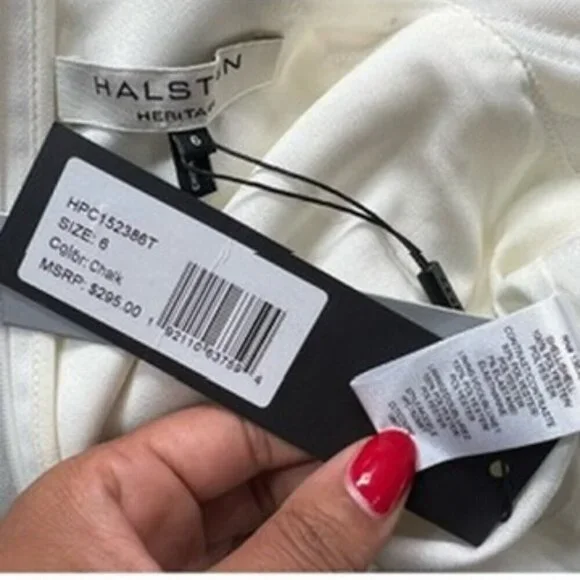 NWT Halston Heritage white bodycon cut-out midi dress sweetheart bachelorette - Picture 6 of 9